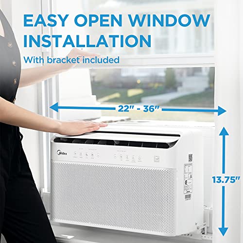 Midea 8,000 BTU U-Shaped Smart Inverter Air Conditioner –Cools up to 350 Sq. Ft., Ultra Quiet with Open Window Flexibility, Works with Alexa/Google Assistant, 35% Energy Savings, Remote Control