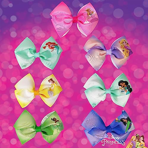 Disney Princess Girls Hair Bow Set - 7-Pack 4-Inch Non-Slip Alligator Clips