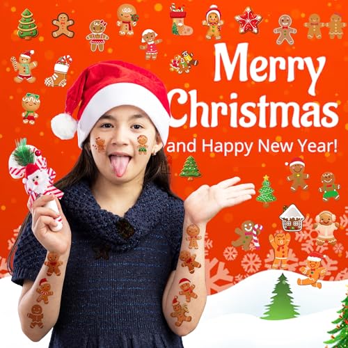 96pc Gingerbread Man Temporary Tattoos – Christmas Party Favors