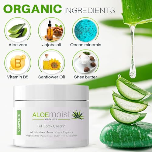 Organic Aloe Vera Face Cream & Body Moisturizing Cream, Natural Aloe Vera Lotion with Vitamin E Oil, Vitamin C, Retinol Cream, Shea Butter ? Anti Aging Face Moisturizer for Women, Dry Skin (2 oz)