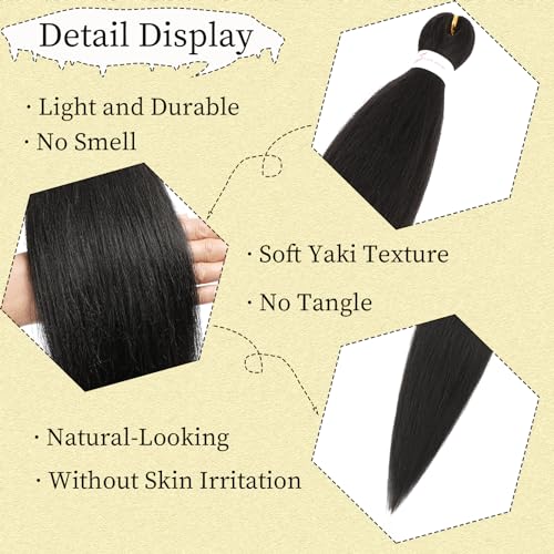 Braiding Hair Pre Stretched 20 Inch Braids Hair Extensions Brown Hair for Braiding Hot Water Setting Braiding Hair Kanekalon Braiding Hair Pre Stretched Hot Water Setting Soft Yaki Braiding Hair