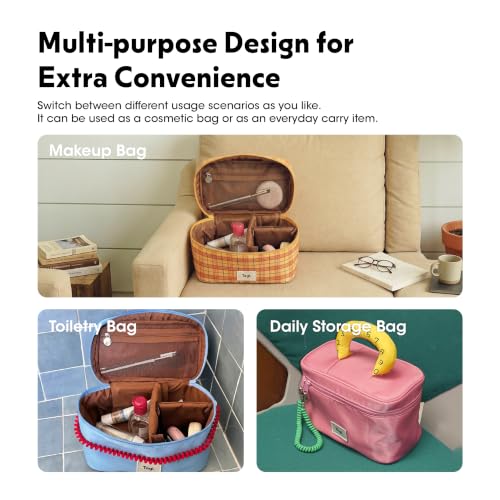 Large Capacity Travel Makeup Bag with Dividers Waterproof Cosmetic Organizer for Women
