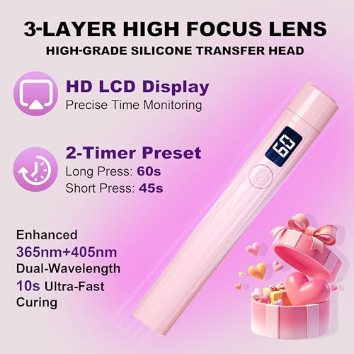 KeepTwenty Pink Mini Handheld UV Nail Light with Stand for Gel Manicure