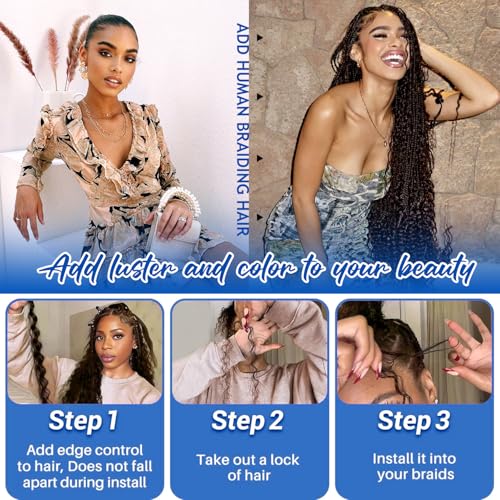Chocolate Brown Human Braiding Hair 14 Inch Deep Wave Bulk for Boho Braids - 110g