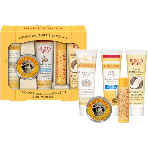 Burt's Bees Gifts Ideas - Essential Everyday Beauty Set, 5 Travel Size Products - Deep Cleansing Cream, Hand Salve, Body Lotion, Foot Cream and Lip Balm