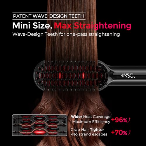 TYMO Hair Straightener Brush - Ionic Compact & Lightweight