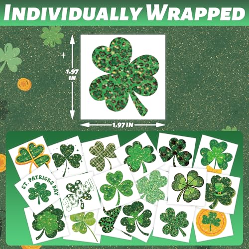 Winthrop 240 Pcs Glitter Shamrock Temporary Tattoos for Kids