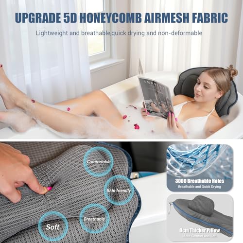 Full Body Bath Pillow with Lumbar Support & 12 Suction Cups