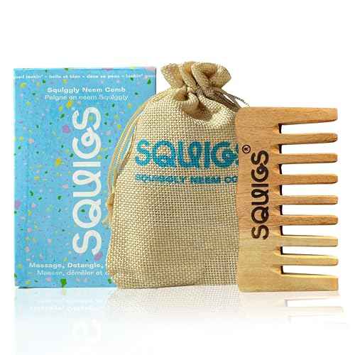 Squigs Beauty Neem Wooden Comb for Women & Men ? Handcrafted Pocket-Sized Wide-Tooth Comb for Hair Detangling, Scalp Massage, Oil Distribution & Anti-Breakage ? Pure Neem Wood for Hair Growth