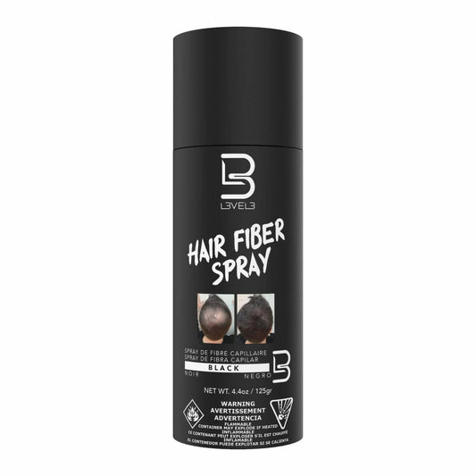 Level 3 Black Hair Fiber Spray - Cover Bald Spot or Thinning Hair - Natural Looking Finish - Instant Grey Coverage and Thicker Hair