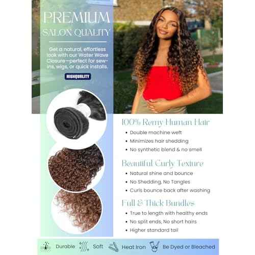 12A Brown Ombre Human Hair Bundles Water Wave 20 Inch, Chestnut Ombre Brown Wet n Wavy Single Bundle with Dark Roots 3 Tone Color #T1B/2/30 Thick Sew In Weave Remy Hair Keep Soft After Washes