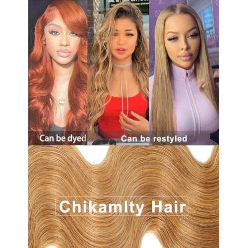 Ombre Bundles Human Hair, 13A Raw Indian Hair Bundles Body Wave, 14 Inch Colored Honey Blonde 1B27 Ombre Human Hair Bundles, 2 Years Service Life, Keep Texture Silky Soft Tangle-Free