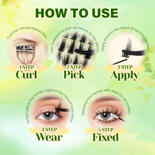Anime Lash Clusters DIY Extension Kit, 216Pcs Waterproof