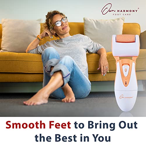 Own Harmony Electric Callus Remover for Feet and 6 Rollers Bundle: Professional Feet Care for Women, CR900 Rechargeable Foot Grinder & Electronic Foot File Pedi Sander for Cracked Heels & Hard Skin