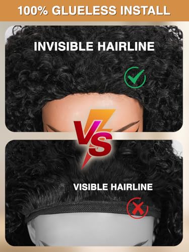 ZANPAL Kinky Curly Half Wig - 200% Density Glueless 12-Inch