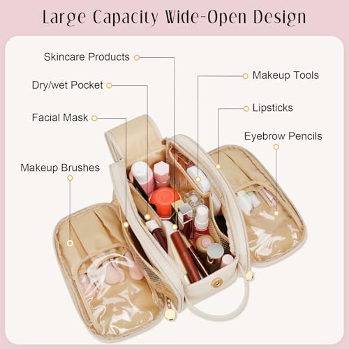 Personalized Travel Makeup Bag for Women & Teen Girls - Large Waterproof Organizer