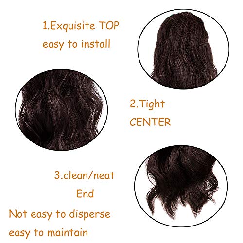 KETHBE 24 Inch Long Body Wave Ponytail hair Extension Synthetic Heat Resistant Wrap Around Drawstring Curly Wavy Ponytail Hairpieces for Women (4#)