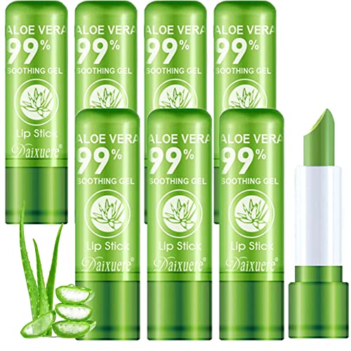 8 PCS Aloe Vera Lipstick,Magic Temperature Color Changing Lip Gloss Set,Long-lasting Nutritious Waterproof Lip Balm Moisturizing Lipstick Lip Makeup Kits for Women
