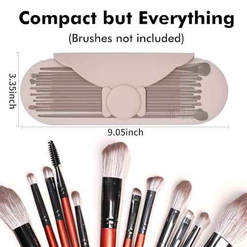 Silicone Makeup Brush Holder with Cleaning Pad - Travel Brush Organizer Case, Magnetic Closure Waterproof Cosmetic Bag for Easy Storage & On-the-Go Cleaning (9.05 Inch)