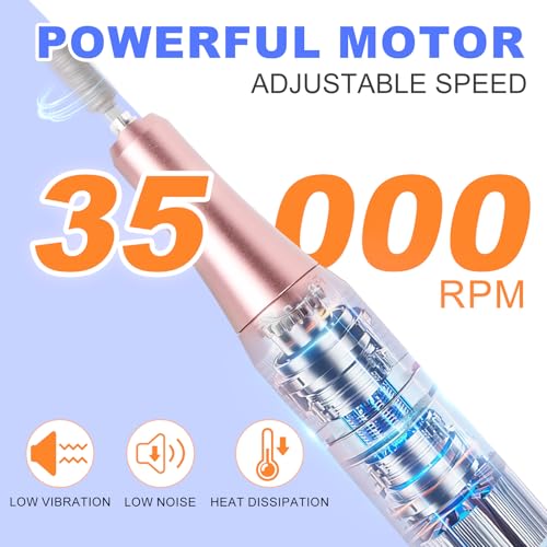 Professional Nail Drill E-File 35000RPM Cordless Rechargeable