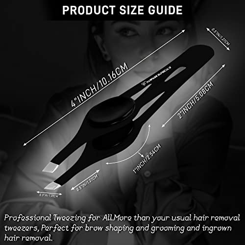 Professional Eyebrow Tweezers Slanted Tip Stainless Steel 2,3xPcs Set, Non-Slip Grip Slant Tip Tweezers for Facial Hair, Plucking Removing Ingrown Hairs, Tweezer for Women Men (Black&Pink&Yellow)