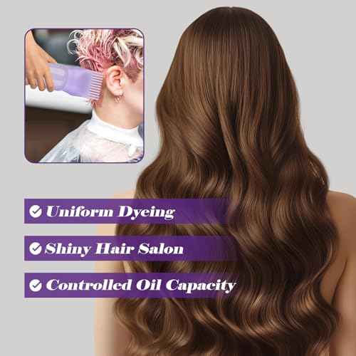 Hair Oil Applicator - 2 Pack 6 Ounce Root Comb Applicator Bottle, Squeeze Hair Oil Bottle with Comb for Scalp, Dye, Braids (Purple)