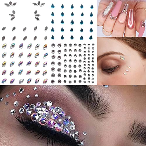 Face Gems Stickers 10-Pack, 3D Rhinestone Jewels for Rave & Festival