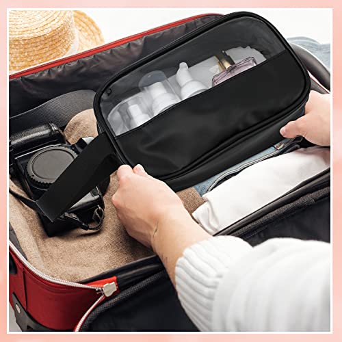 Buryeah 12 Pieces Toiletry Bags Bulk for Women Men Translucent Small Travel Makeup Pouch Portable Waterproof Organizer Set for Accessories Toiletries Gifts for Wedding(Black)