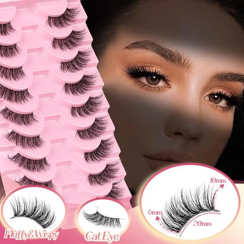 Ahrikiss Half Lashes 10 Pairs 10mm Wispy Cat Eye 3D Fluffy