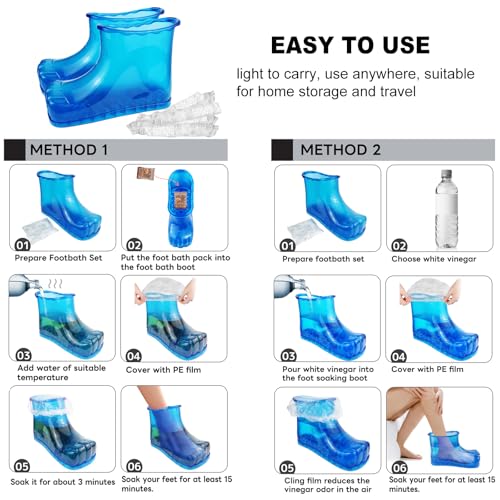Foot Bath Soak Tub Shoes of Water Saving, A Pair of Portable Spa Soak for Foot Care, Milk Bath Wash, Foot Massager Spa for Women and Men, Water Saving Toenail Soaking Bowl(Large, Blue,2PCS)