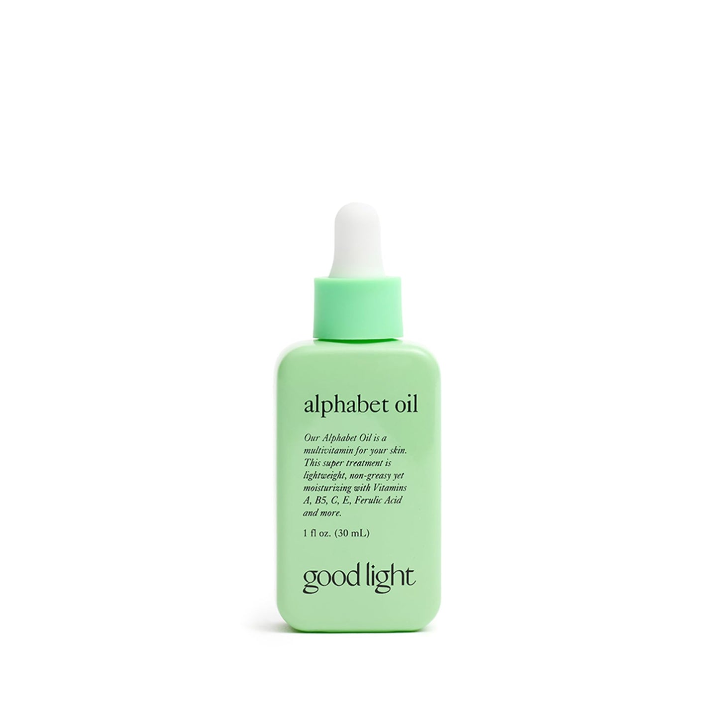 good light Alphabet Oil. Lightweight & Non-Greasy For Oily, Acne Prone Skin. Use Daily For Face, Neck, Chest, & Hands. Made With Vitamin C, Vitamin E, and Jojoba Oil. Vegan Korean Skin Care, 1 Fl. Oz.