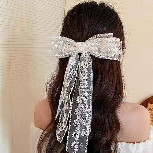 Lace Hair Bows and Clips Set, Cute Alligator Barrettes with Hair Accessories for Women and Girls - Perfect for Wedding, Prom, Bachelorette Party, Bridal Shower Gift