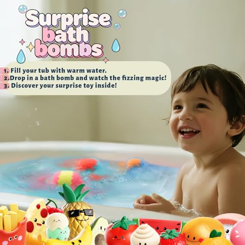 Kids Bath Bombs with Surprise Toys - 16 Pack Organic Fizzies