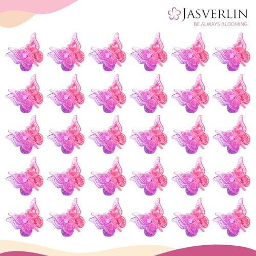 Mini Butterfly Hair Clips - Purple Pink Gradient, 50 Pack