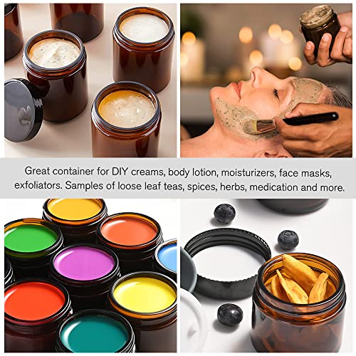 4 oz Amber Glass Jars with Lids, 2 Pack
