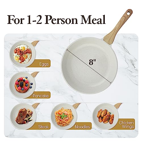 SENSARTE Nonstick Frying Pan Skillet, Swiss Granite Coating Omelette Pan, Healthy Stone Cookware Chef's Pan, PFOA Free (8/9.5/10/11/12.5 Inch) (8 Inch)