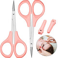 Mudder 2 Pack 4 Inch Curved Eyebrow Scissors Pink