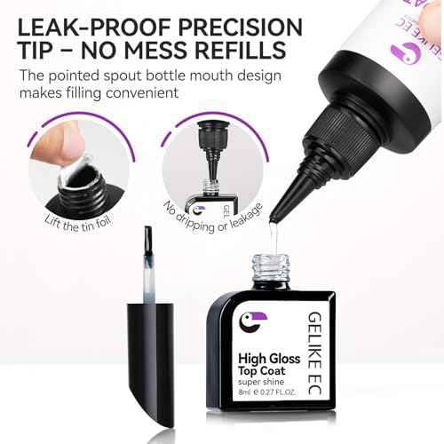 gelike ec Base Gel Top Coat Set: 2x100ml Professional Salon Duo for Long-Lasting Polish (Non-Toxic Formula)