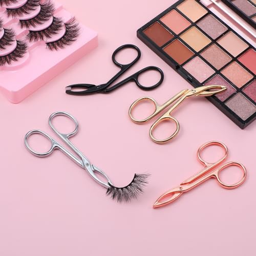 4Pcs Eyebrow Tweezers Scissor Handle Set, Flat Straight Tip Tweezers Hair Plucker Slanted Tip Shaped Eyebrow Facial Remover Stainless Steel for Hair Plucker Remover Facial Eyebrows Care