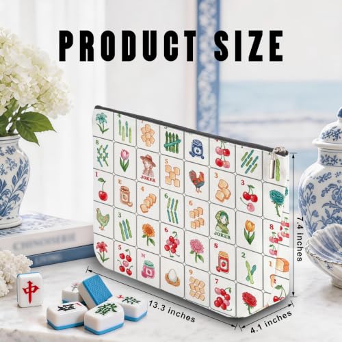 Blue Leaves Mahjong Tile Bag – Canvas Organizer for American Tiles