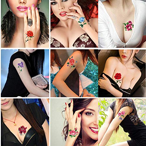 ELANE 100 Pcs Butterfly Flower Waterproof Temporary Tattoos for Women,Fake Tattoos for Kids,Small Temporary Tattoos for Women Sexy,Fake Tattoos for Girls