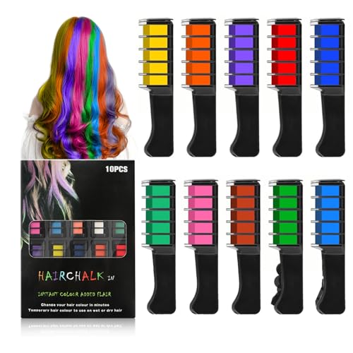 10 Color Hair Chalk Comb - Temporary Washable Hair Color