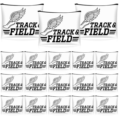 Kacctyen 18 Pcs Track & Field Makeup Bag Track & Field Running Lover Gift Running Zipper Cosmetic Bag for Women