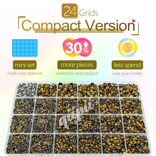 Amber Brown Resin Rhinestones with Glue Kit for Tumblers & Crafts, Flatbacks 2-6mm
