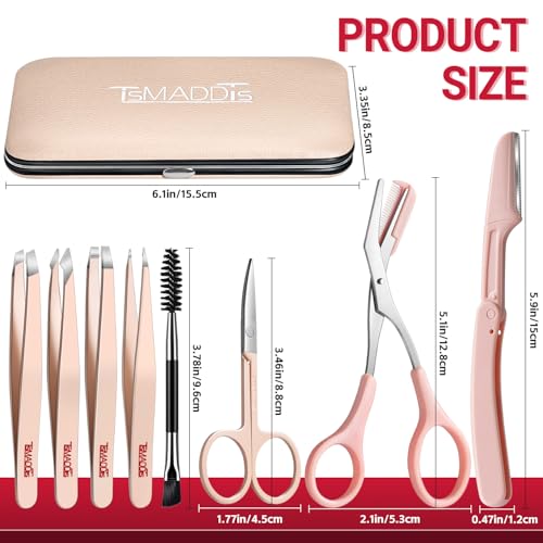 8-Piece Eyebrow Tweezers Kit | Stainless Steel Precision Set