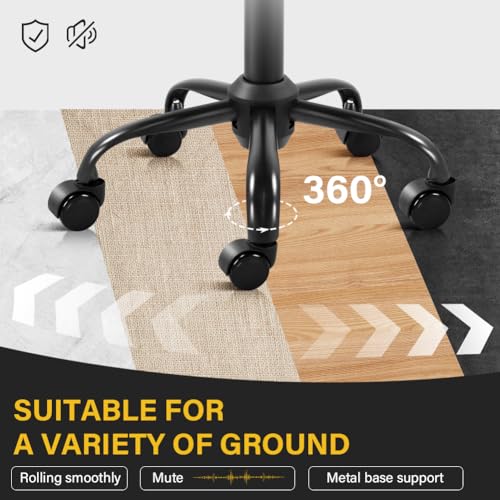 Adjustable Rolling Stool with Back Support & Wheels