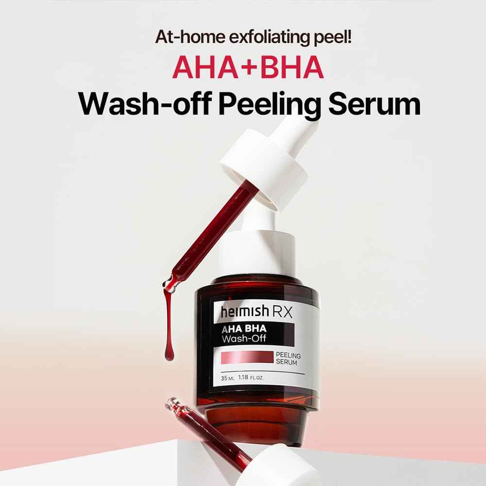 HEIMISH RX AHA BHA Wash-off Peeling Serum - Chemical Peel for Blackheads, Pore and Sebum, Gentle & Hydrating Face Exfoliant for Oily and Acne-prone skin, Korean Skincare, 35ml (1.18 fl. oz)
