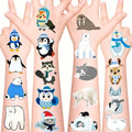 96 Arctic Animal Temporary Tattoos for Kids - Polar Bear, Penguin Designs