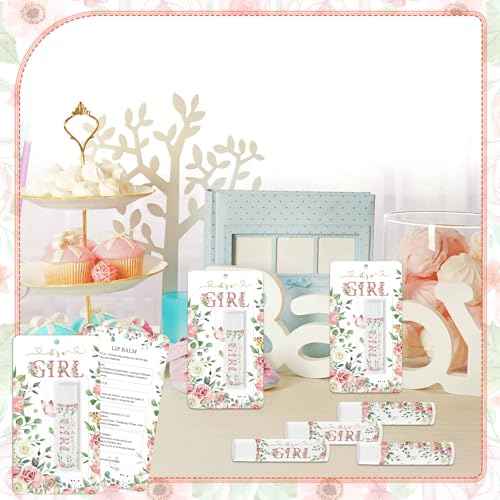30 Pack Girl Baby Shower Lip Balms Bulk Games Prizes Party Gifts for Guests Friends Colleagues Gender Reveal Favors Decorations Souvenirs Baby Thanksgiving Christmas Gift Bags Stuffers