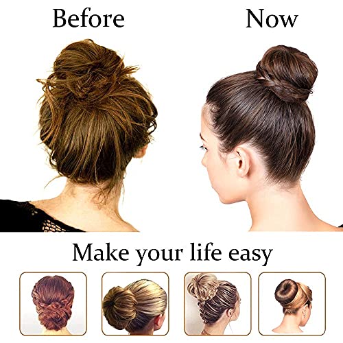 Large Hair Donut Bun Maker Set - 2 Pack Brown for Thick & Long Hair - Trendy Hairstyles